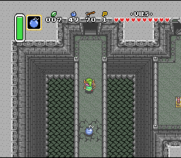 एक और छेद लेकिन इस बार नीचे की ओर। Soluce de Zelda 3 a Link to the Past sur Super Nes : अंधेरे का महल, पहला क्रिस्टल (gba, Snes, super nintendo)