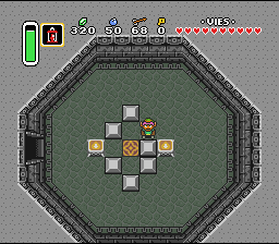 सही पत्थर खोजें। Soluce de Zelda 3 a Link to the Past sur Super Nes : अंधेरे का महल, पहला क्रिस्टल (gba, Snes, super nintendo)