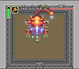 एक अच्छा हथौड़ा प्रहार Soluce de Zelda 3 a Link to the Past sur Super Nes : अंधेरे का महल, पहला क्रिस्टल (gba, Snes, super nintendo)