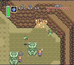 Vous trouverez plus de 300 rubis dans cette grotte Soluce de Zelda 3 a Link to the Past sur Super Nes : du palais des ténèbres au palais du second cristal (gba, Snes, super nintendo)