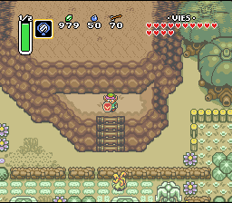 Specchio, servo delle mie brame. A cosa serve questa sporgenza? Soluce de Zelda 3 a Link to the Past sur Super Nes : Dal Palazzo Bosco al Palazzo del 4° Cristallo (gba, Snes, super nintendo)