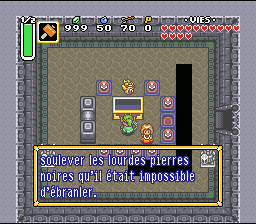 La moufle du Titan, plus costaud que les gants de cuisine. Soluce de Zelda 3 a Link to the Past sur Super Nes : Le village des Bandits, quatrième cristal (gba, Snes, super nintendo)