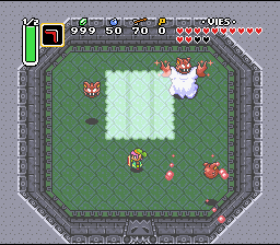 Plus qu'une tête et l'Aveugle ne verra plus jamais la lumière ! Soluce de Zelda 3 a Link to the Past sur Super Nes : Le village des Bandits, quatrième cristal (gba, Snes, super nintendo)