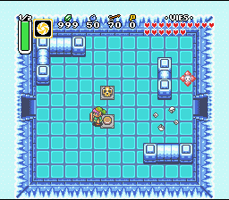 انظر، شيء ينفجر على اليمين، لا تلتفت يا لينك! Soluce de Zelda 3 a Link to the Past sur Super Nes : قصر الجليد، البلورة الخامسة (gba, Snes, super nintendo)